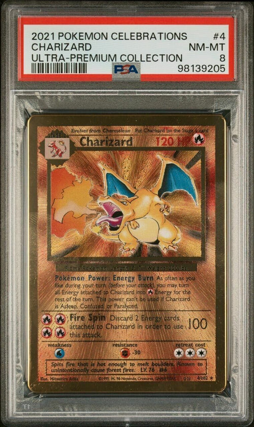Pokemon Charizard No. 004 PSA 8 NM-MT English Celebrations UPC Metal Gold Card