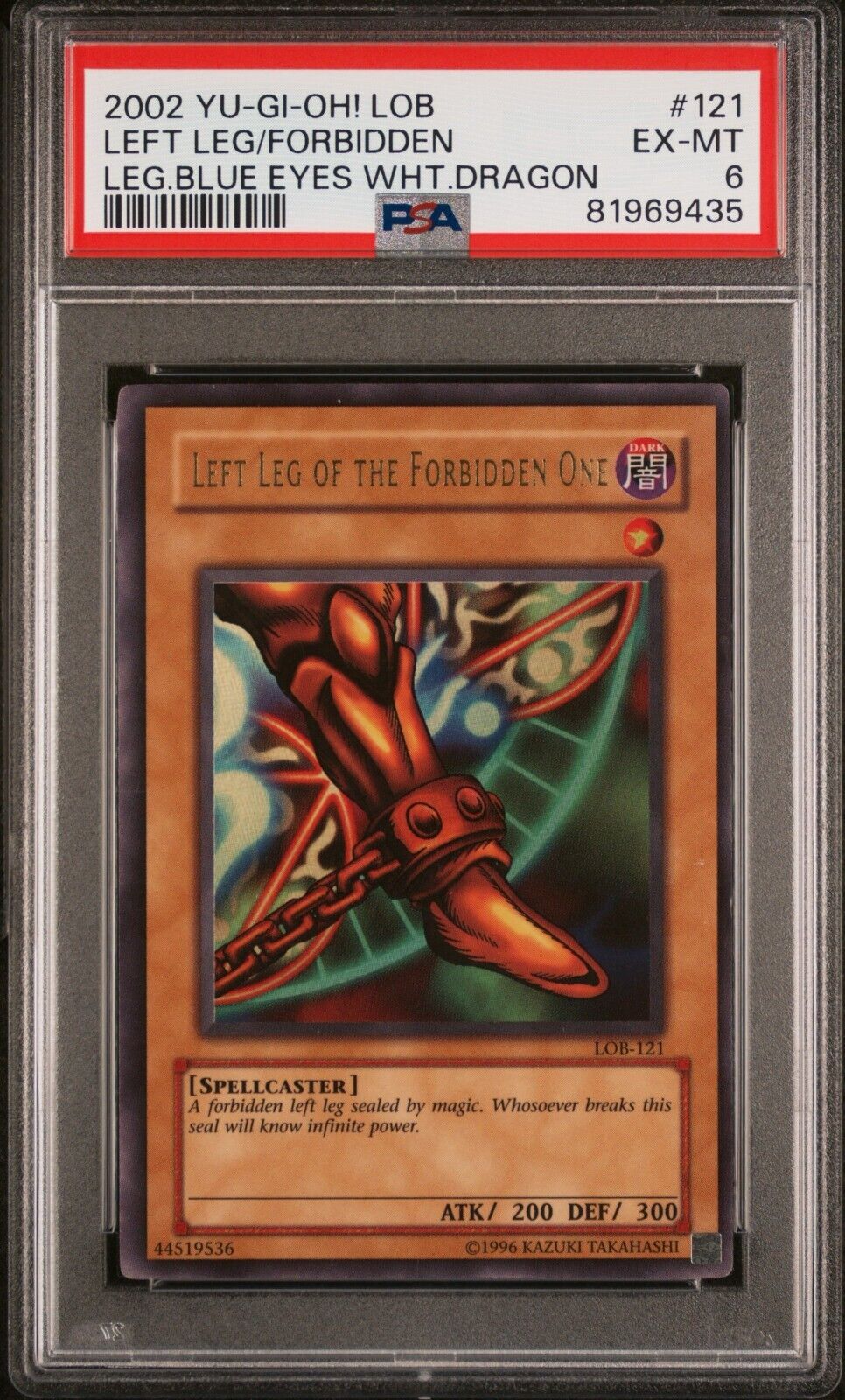 Yugioh Left Leg of the Forbidden One LOB-121 PSA 6 Legend of Blue Eyes Exodia