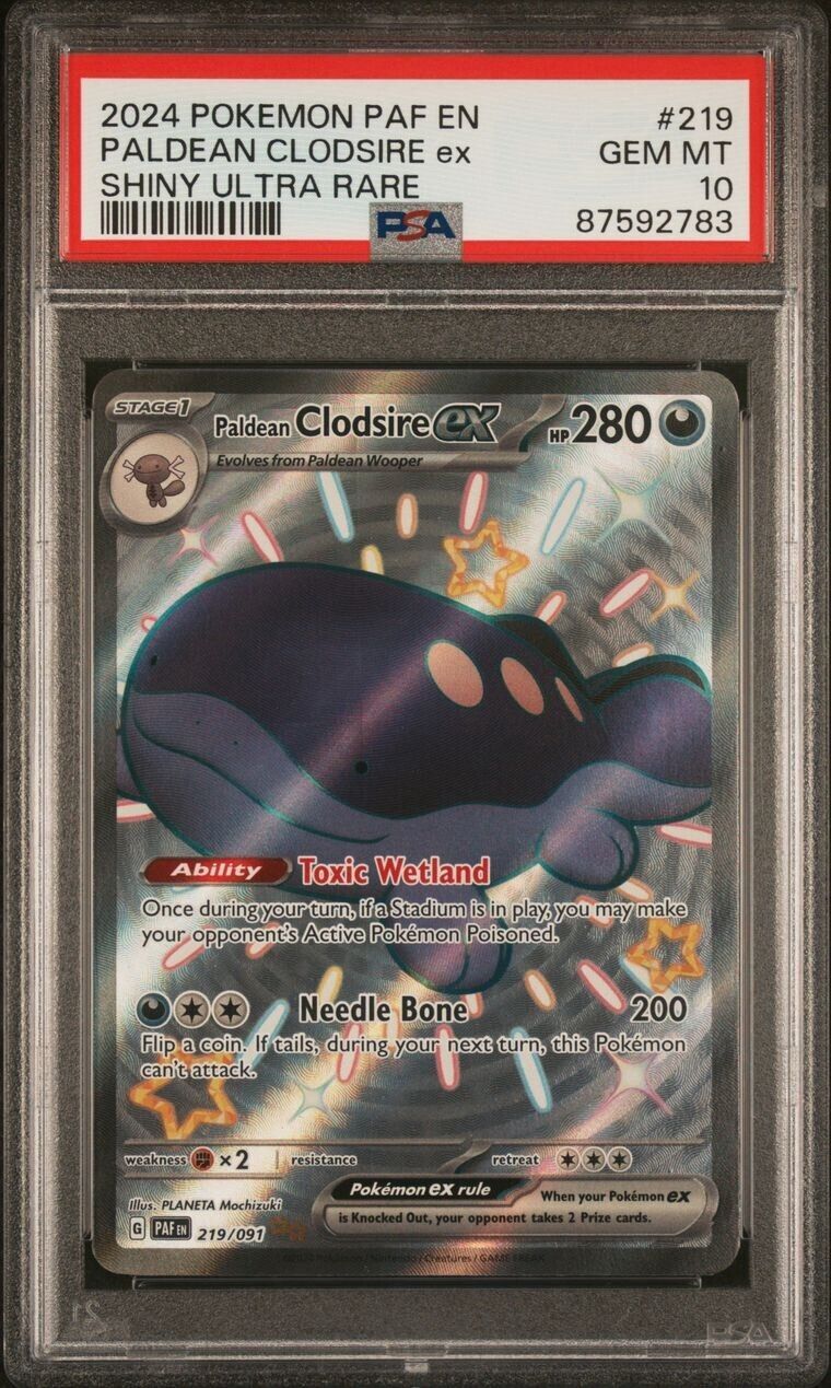 Pokemon Clodsire ex 219/091 PSA 10 Gem Mint Paldean Fates Shiny Holo Rare FA