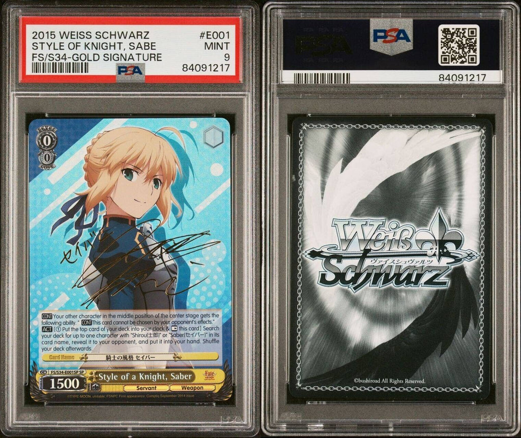 Weiss Schwarz Style of Knight Saber FS/S34-E001 SP PSA 9 Gold Sig Fate Stay