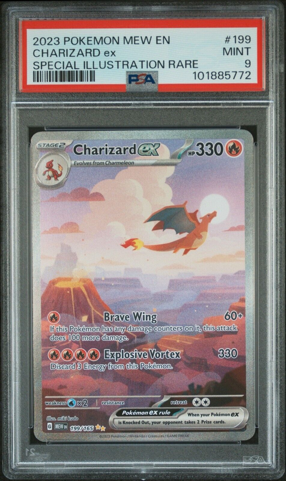 Pokemon Charizard ex 199/165 PSA 9 Mint SV 151 Special Illustration Rare EN FA