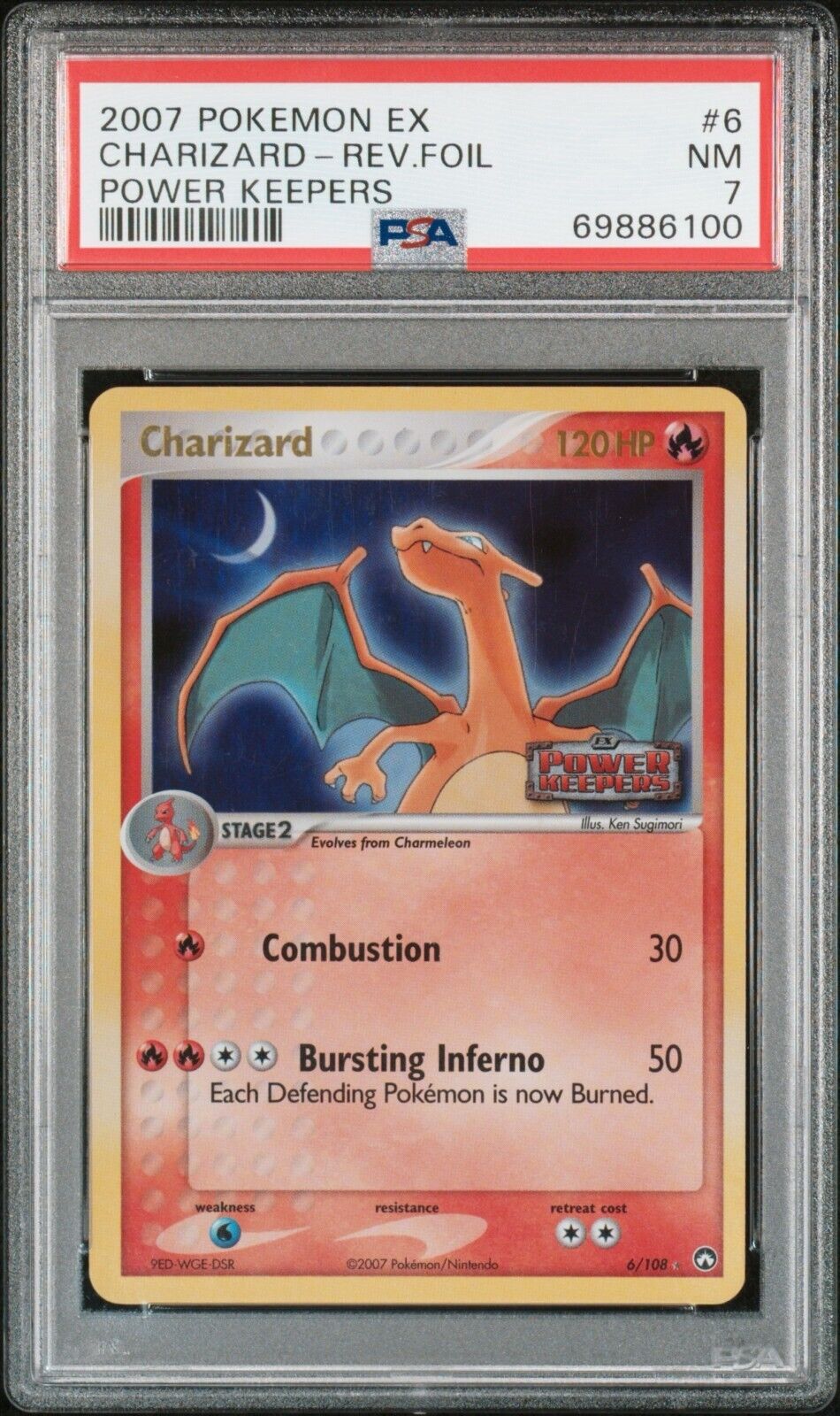 Pokemon Charizard 6/108 PSA 7 NM EX Power Keepers Reverse Foil Stamped Holo 2007
