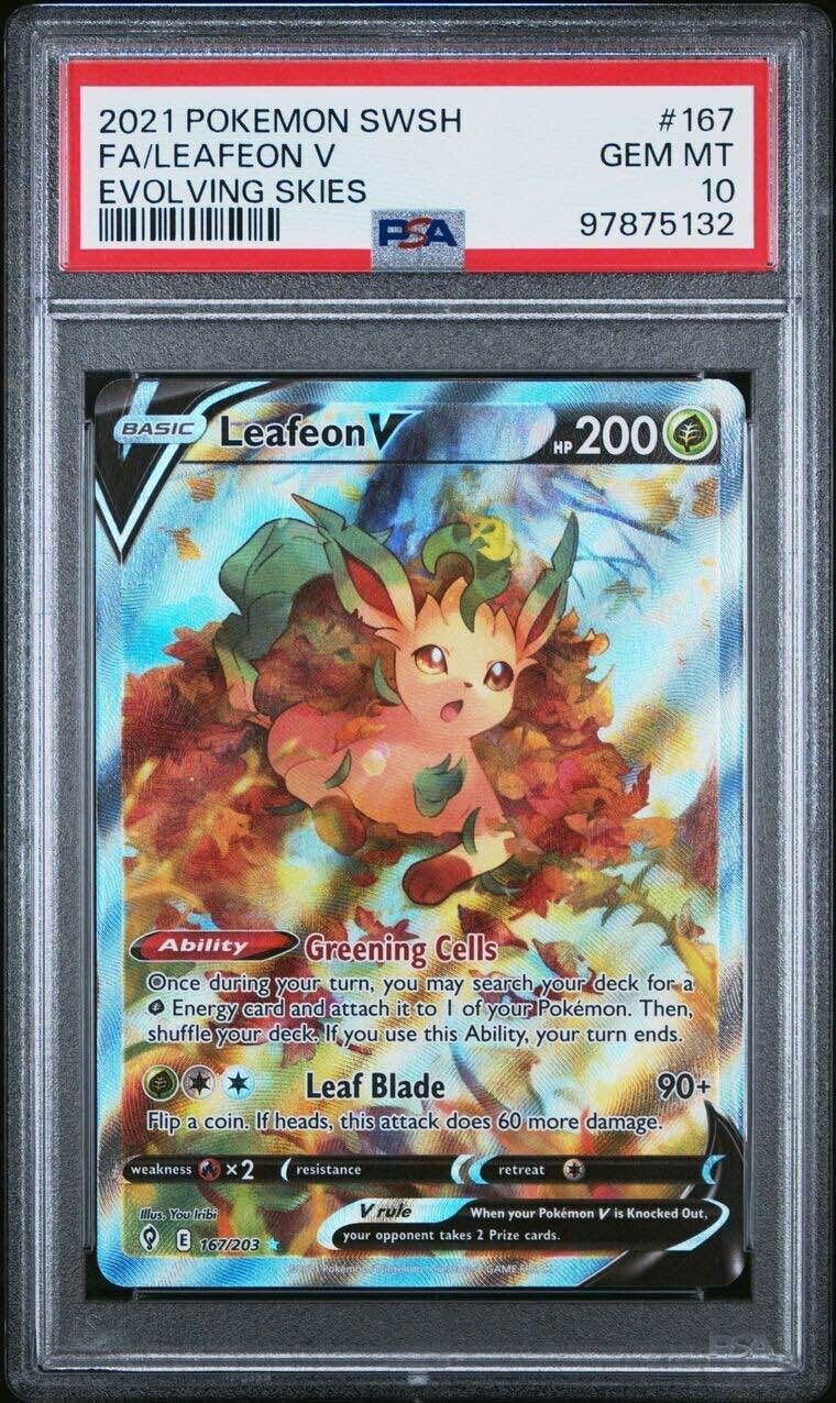 Pokemon Leafeon V 167/203 PSA 10 Gem Mint Evolving Skies Alternate Art FA