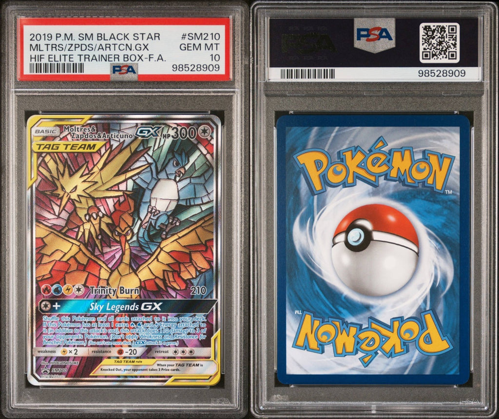 Pokemon Moltres/Zapdos/Articuno GX SM210 PSA 10 Hidden Fates ETB Promo Full Art