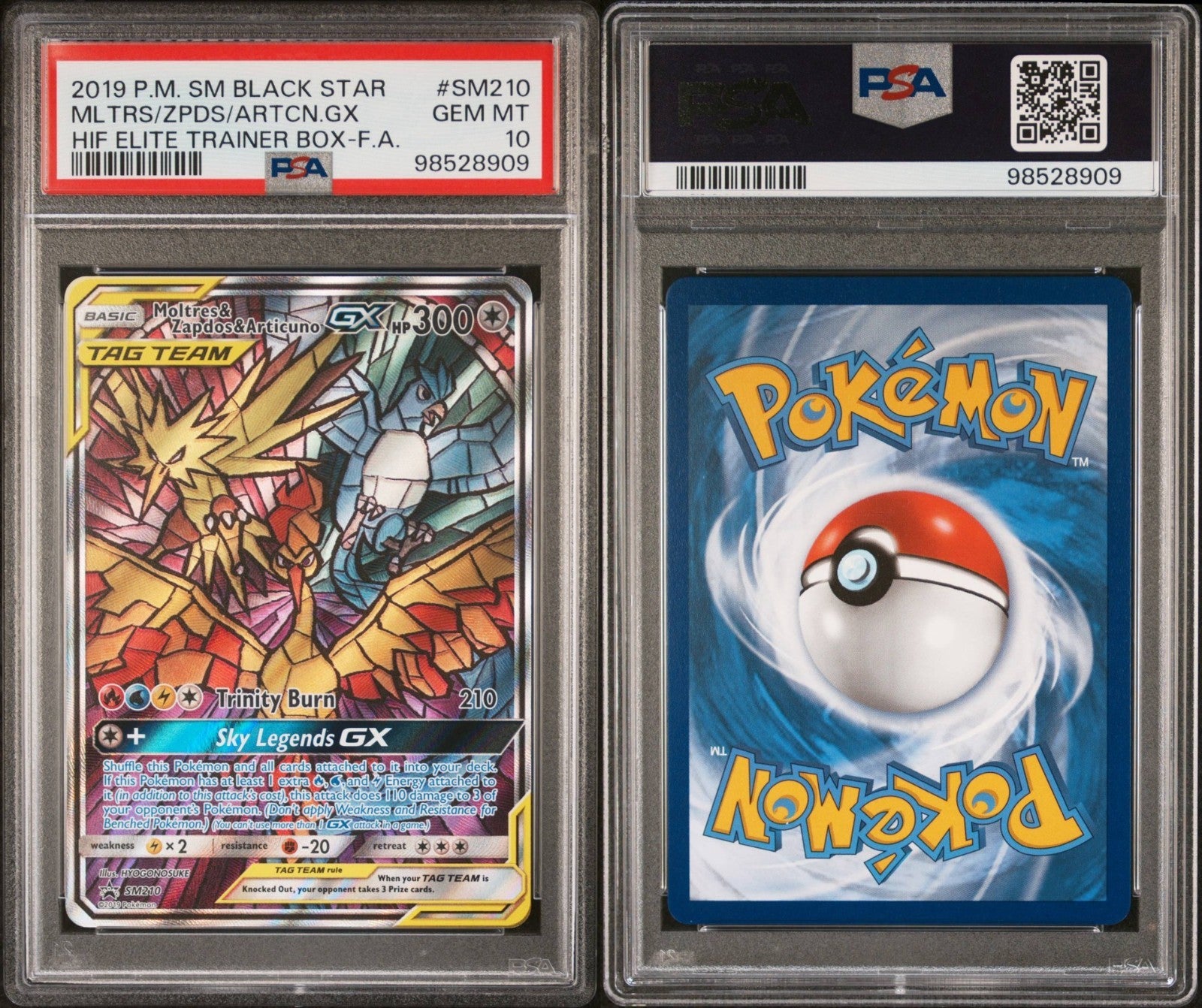 Pokemon Moltres/Zapdos/Articuno GX SM210 PSA 10 Hidden Fates ETB Promo Full Art