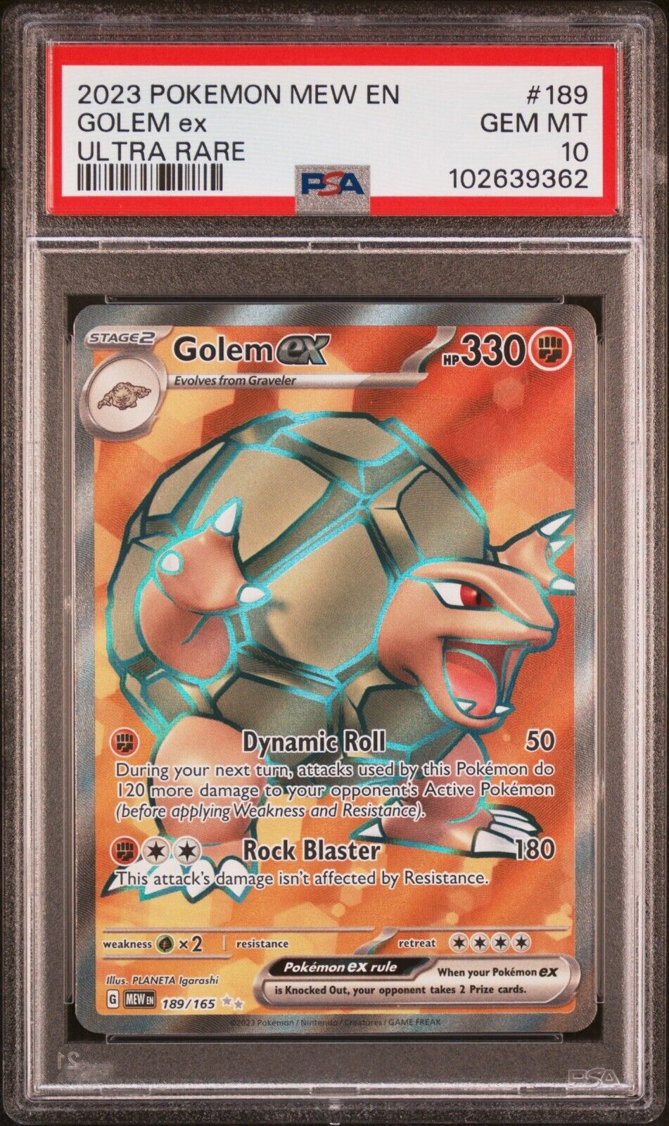 Pokemon Golem ex 189/165 PSA 10 Gem Mint 151 MEW EN Full Art Ultra Rare