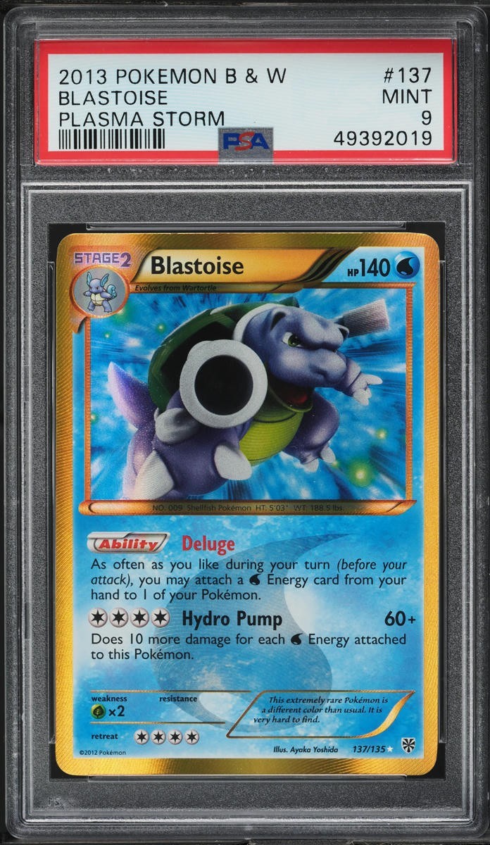 Pokemon Blastoise 137/135 PSA 9 Mint BW Plasma Storm Secret Rare Shiny Holo 2012