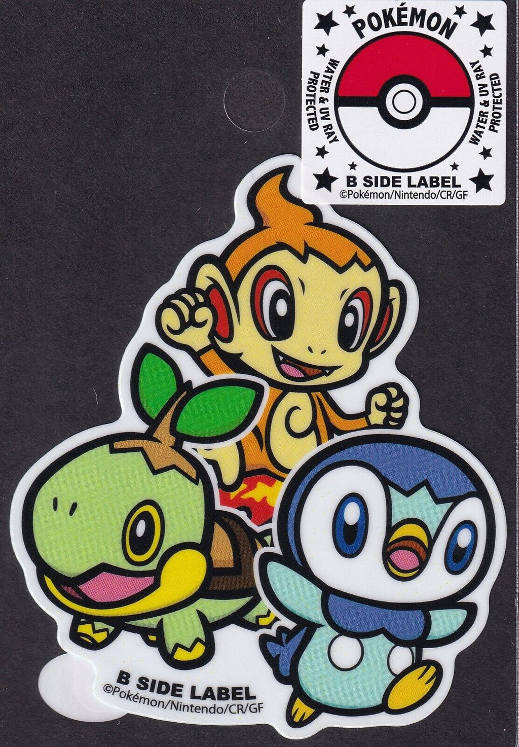 Pokemon Turtwig Chimchar Piplup B-Side Label Japanese Premium Art Sticker New