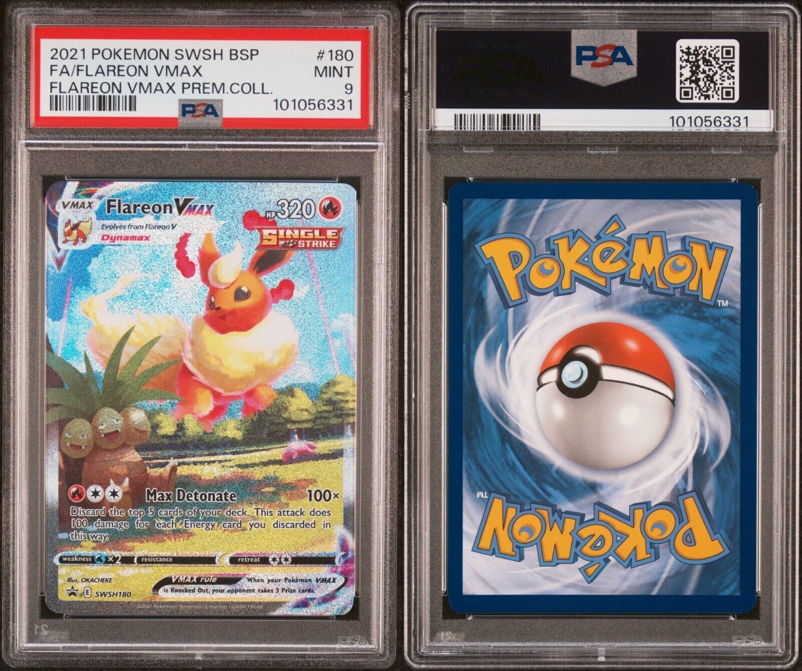Pokemon Flareon VMAX SWSH180 PSA 9 Mint SWSH Premium Collection Black Star Promo