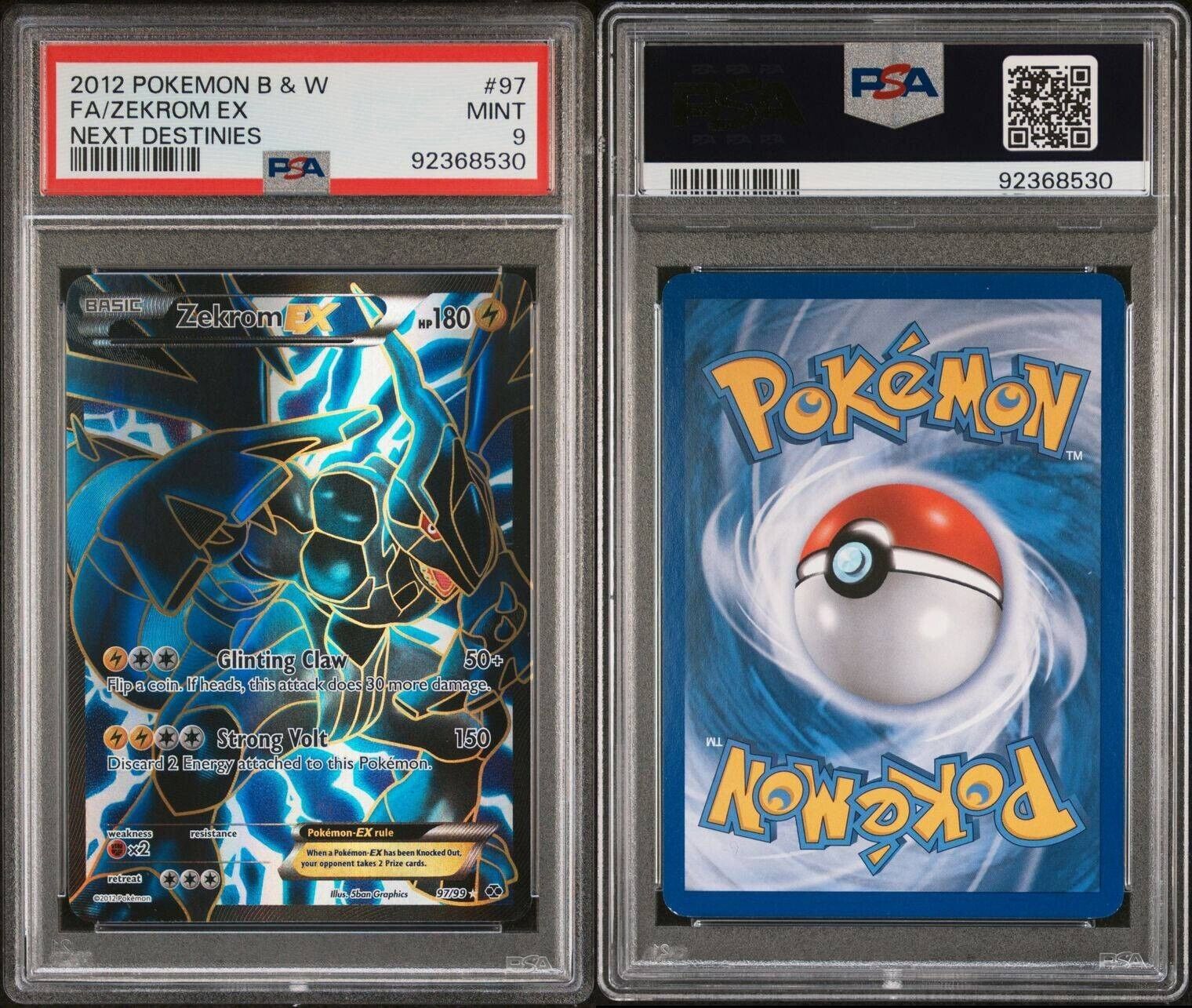Pokemon Zekrom EX 97/99 PSA 9 Mint Next Destinies Ultra Rare Full Art 2012