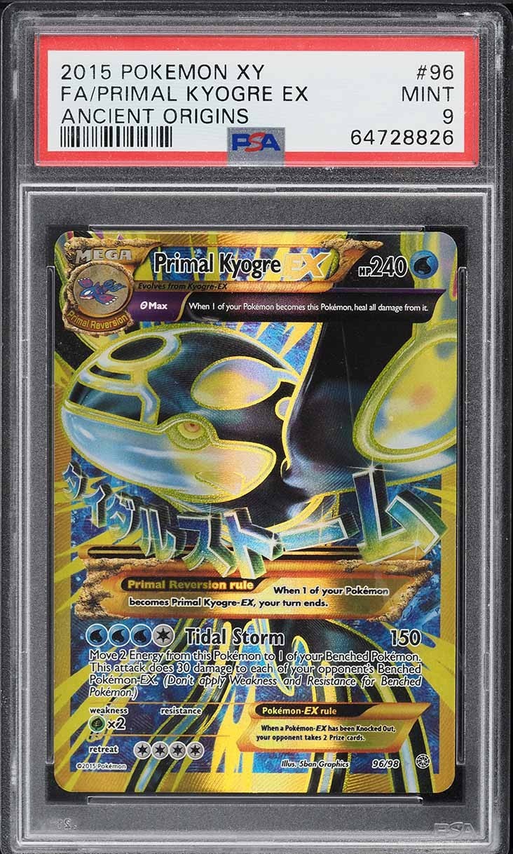 Pokemon Primal Kyogre EX 96/98 PSA 9 MInt XY Ancient Origins Mega Shiny Full Art