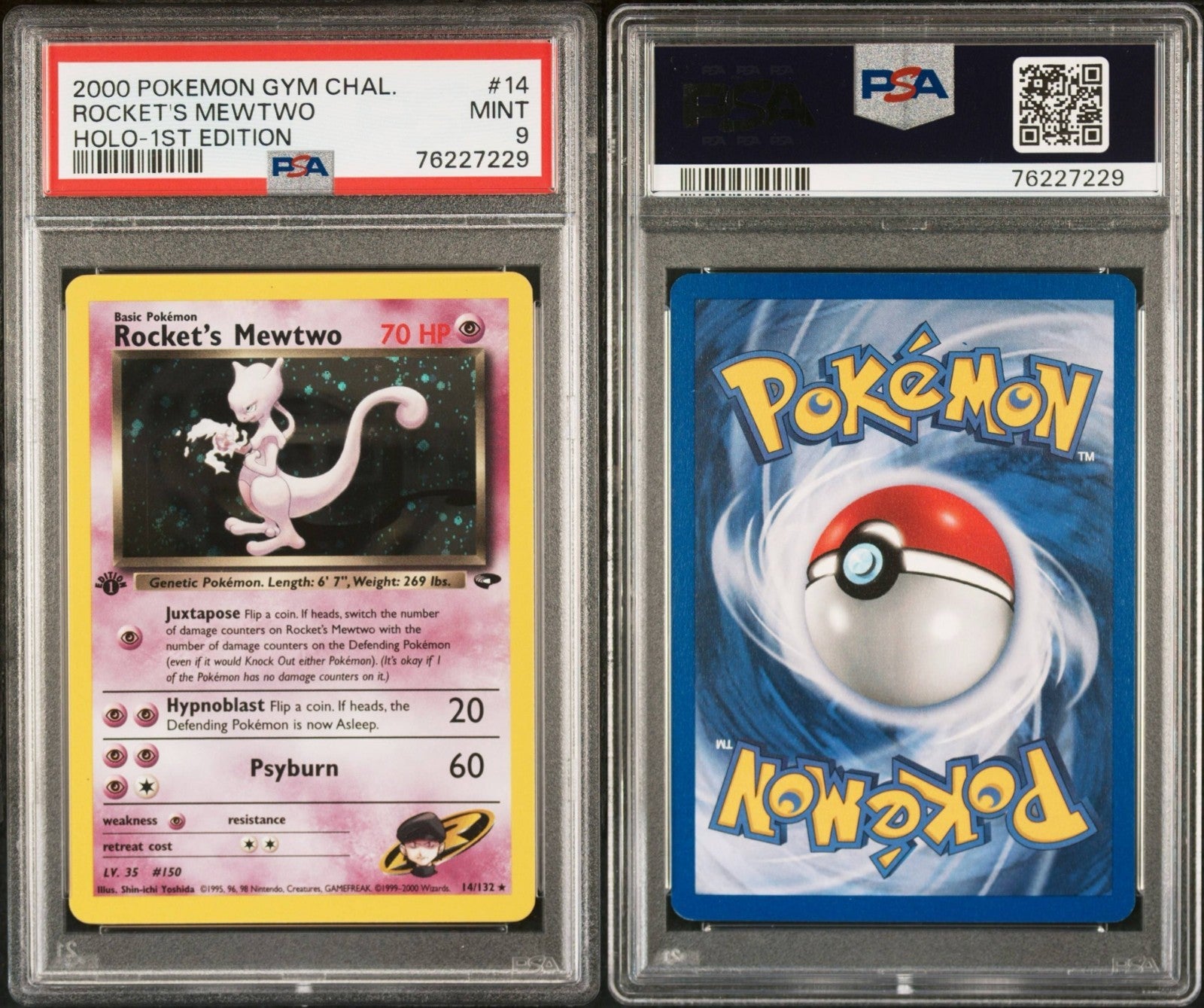 Pokemon Rocket's Mewtwo 14/132 PSA 9 Mint Gym Challenge 1st Edition Holo Rare