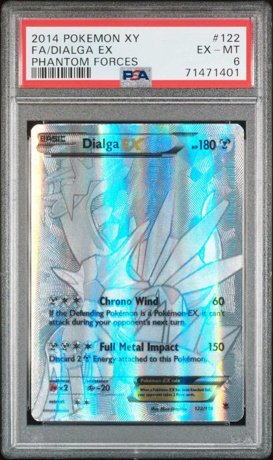 Pokemon Dialga EX 122/119 PSA 6 EX-MT XY Phantom Forces Secret Rare FA 2014