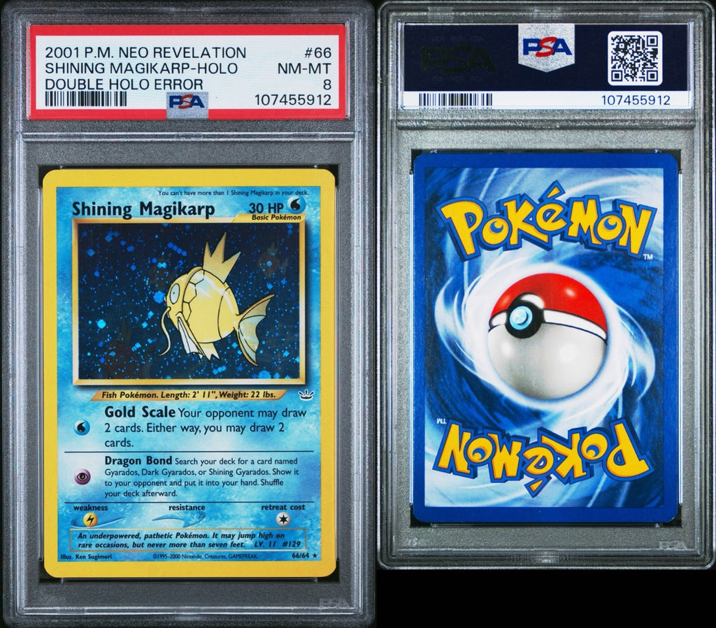 Pokemon Shining Magikarp 66/64 PSA 8 Neo Revelation Double Holo Error 2001