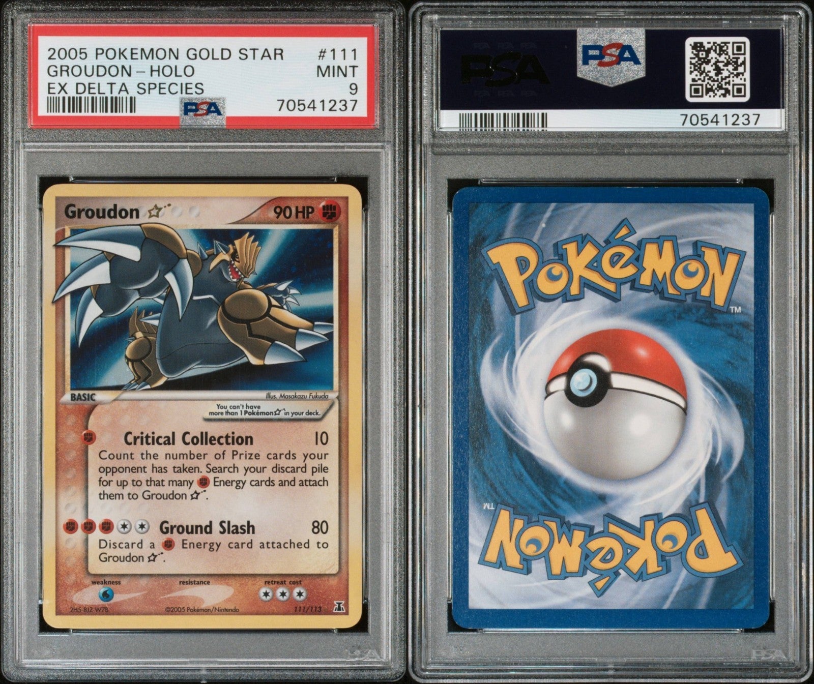 Pokemon Groudon Gold Star 111/113 PSA 9 Mint EX Delta Species 2005