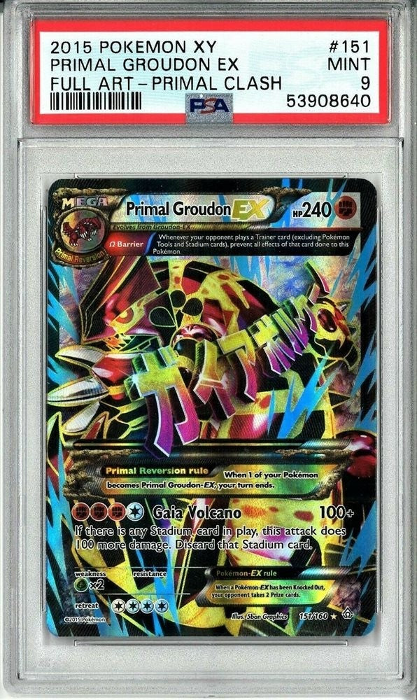 Pokemon Primal Groudon EX 151/160 PSA 9 MInt XY Primal Clash Mega Full Art