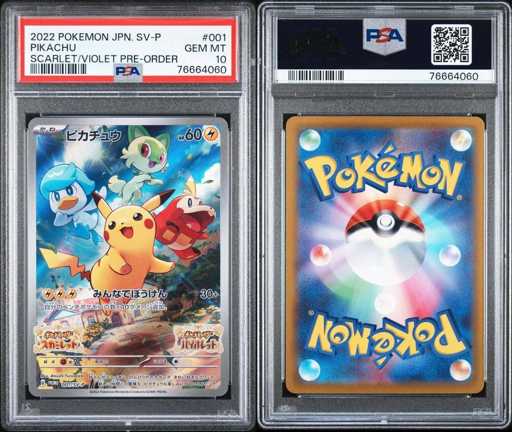 Pokemon Pikachu 001/SV-P Gem Scarlet & Violet Pre-Order PSA 10 Japanese FA Promo