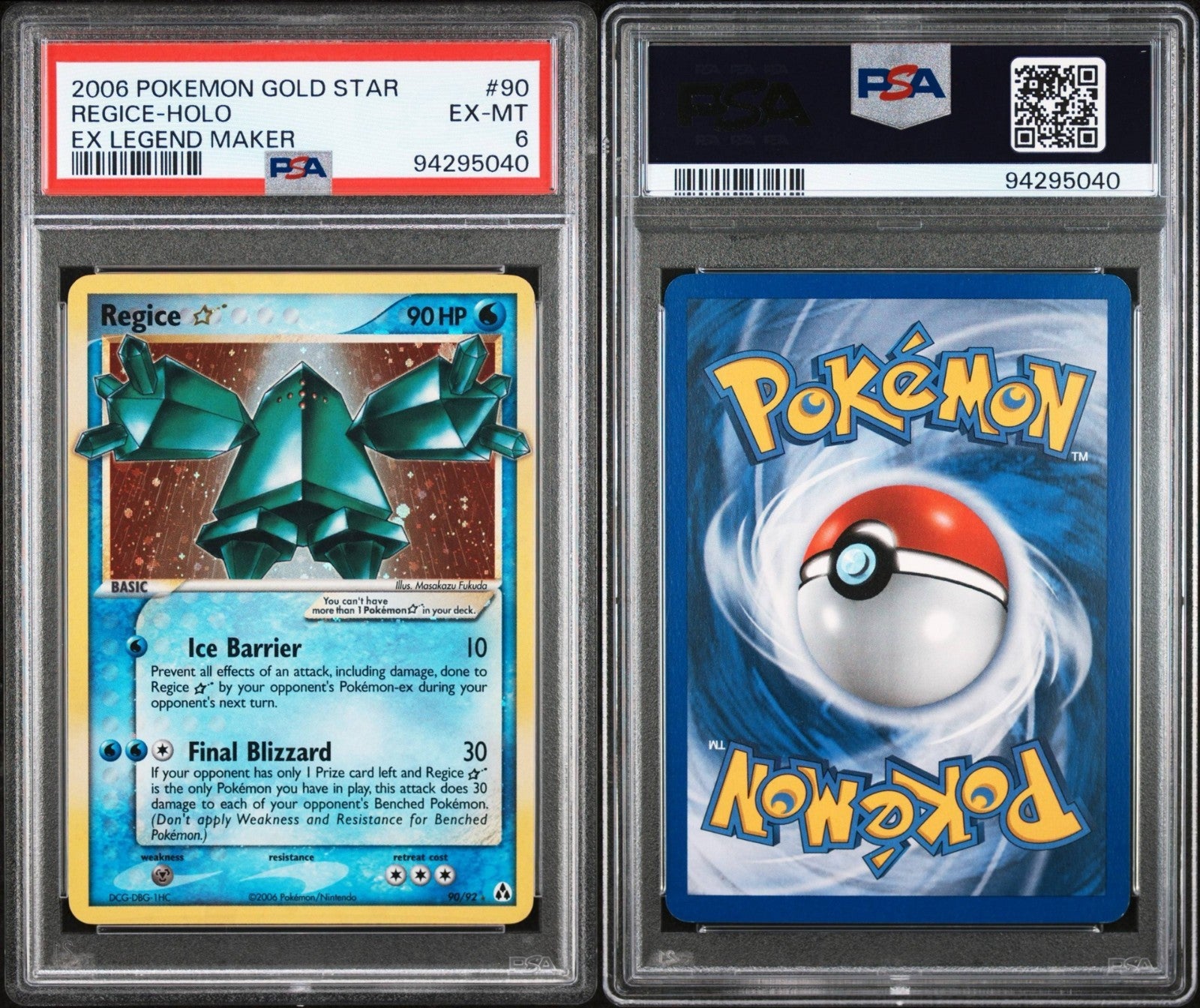 Pokemon Regice Gold Star 90/92 PSA 6 EX-MT EX Legend Maker Holo Rare 2006