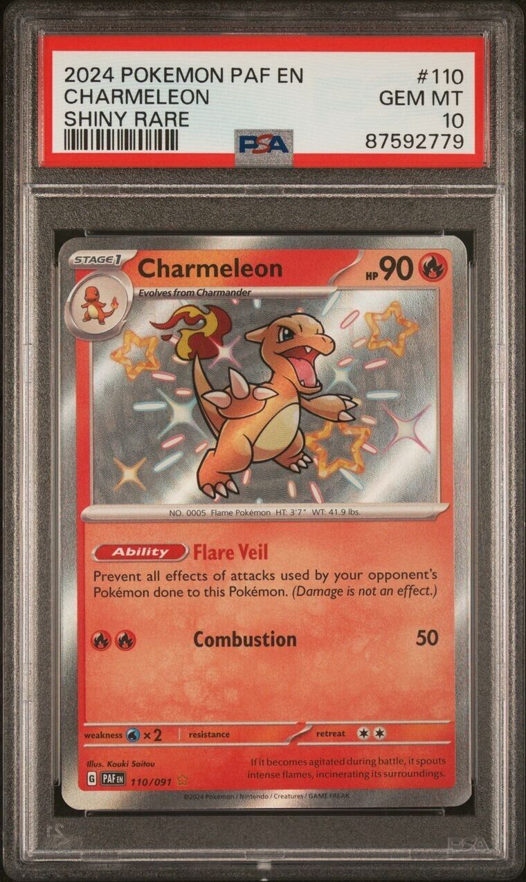 Pokemon Charmeleon 110/091 PSA 10 Gem Mint Paldean Fates Shiny Holo Rare PAF EN