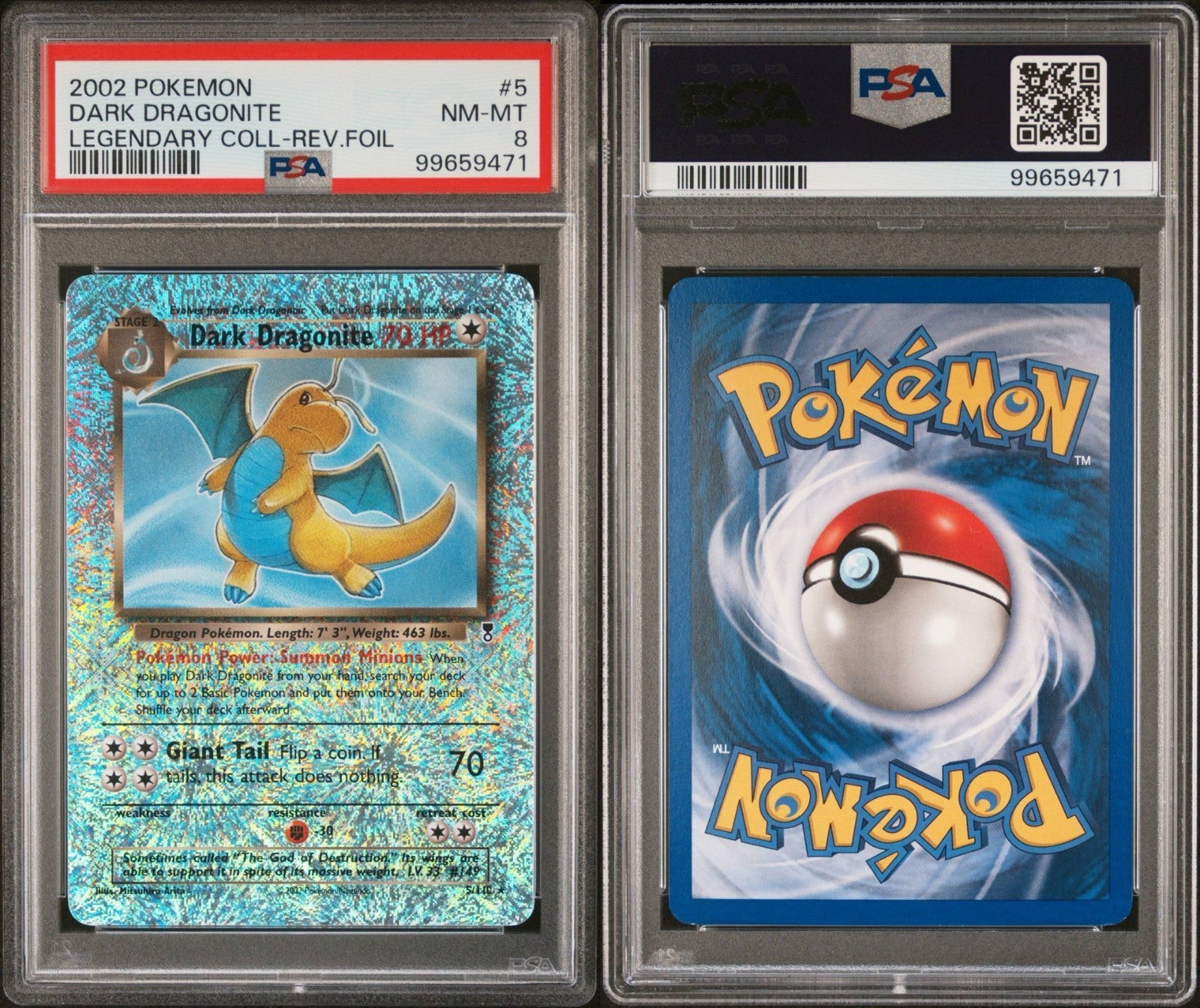 Pokemon Dark Dragonite 5/110 PSA 8 NM-MT Legendary Collection Reverse Holo 2002