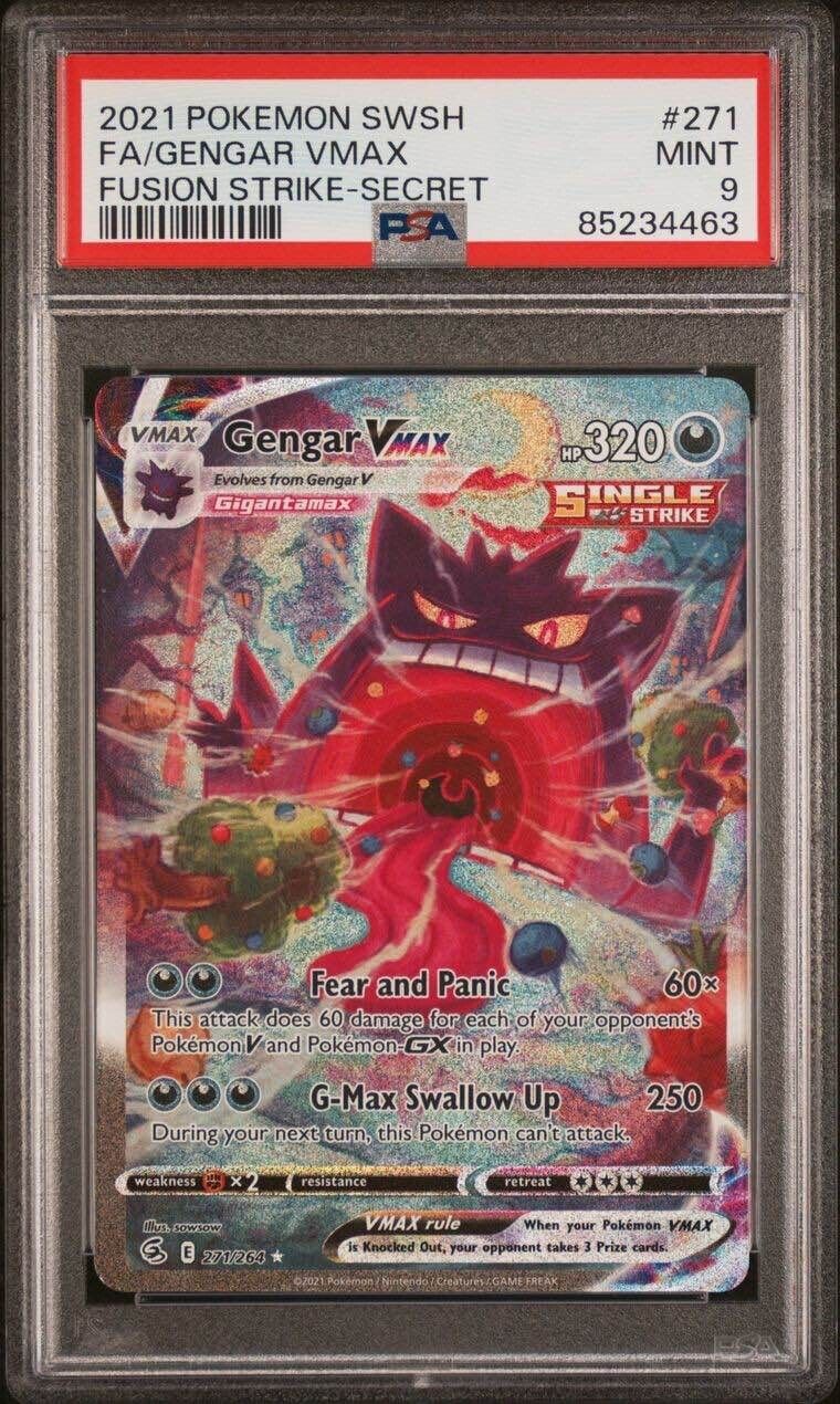 Pokemon Gengar VMAX 271/264 PSA 9 Mint Fusion Strike Alternate Art FA Secret
