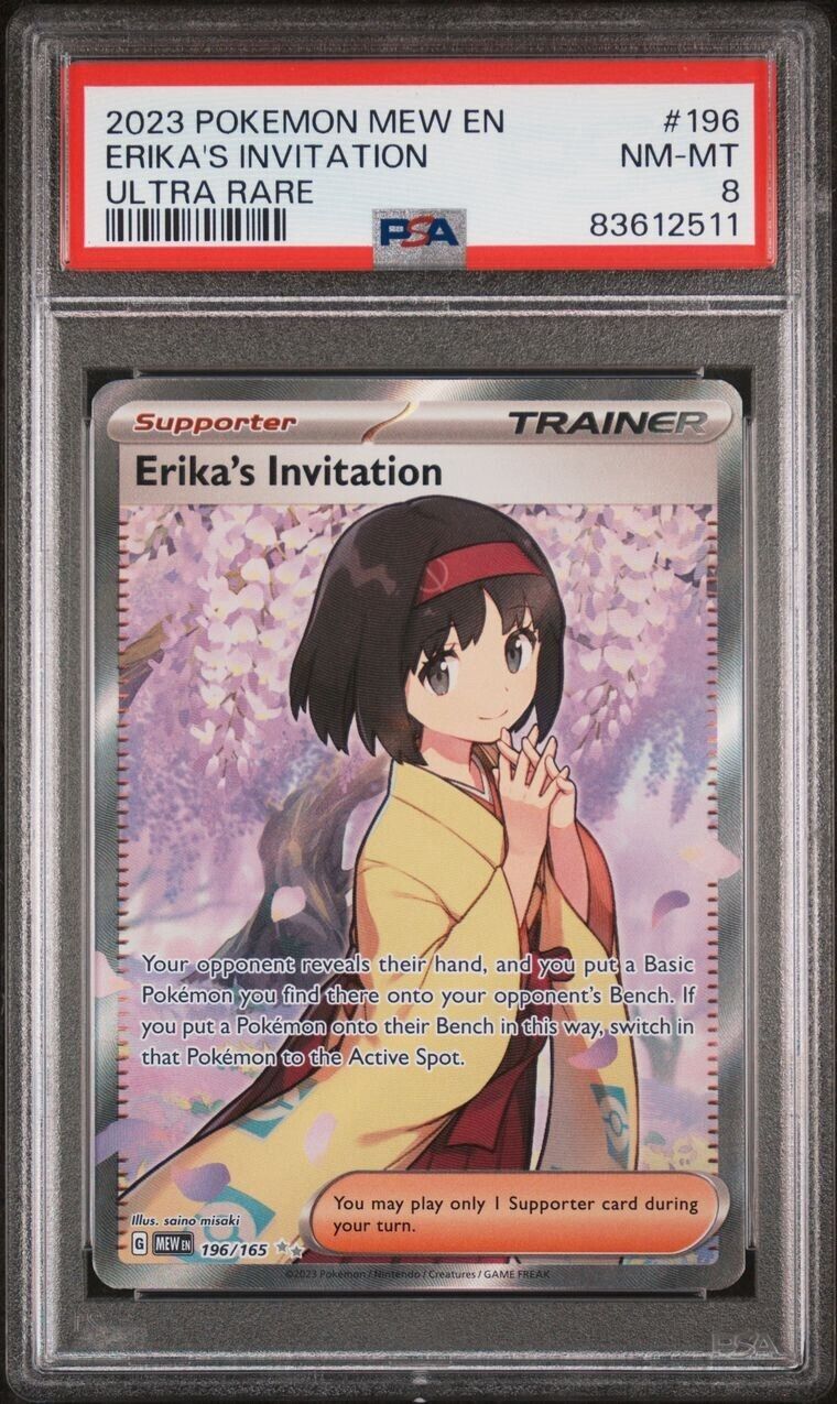 Pokemon Erika's Invitation 196/165 PSA 8 NM-MT 151 Full Art Mew EN Trainer