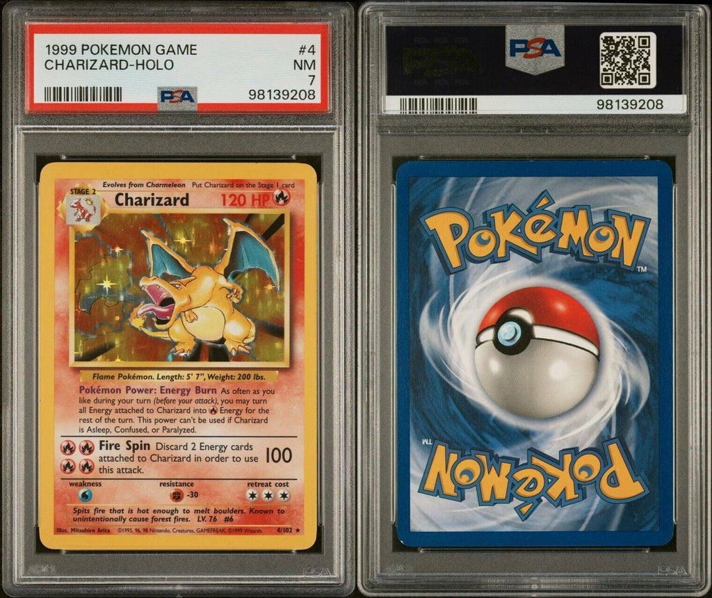Pokemon Charizard 4/102 PSA 7 NM English Base Set Holo Rare 1999 Unlimited WOTC