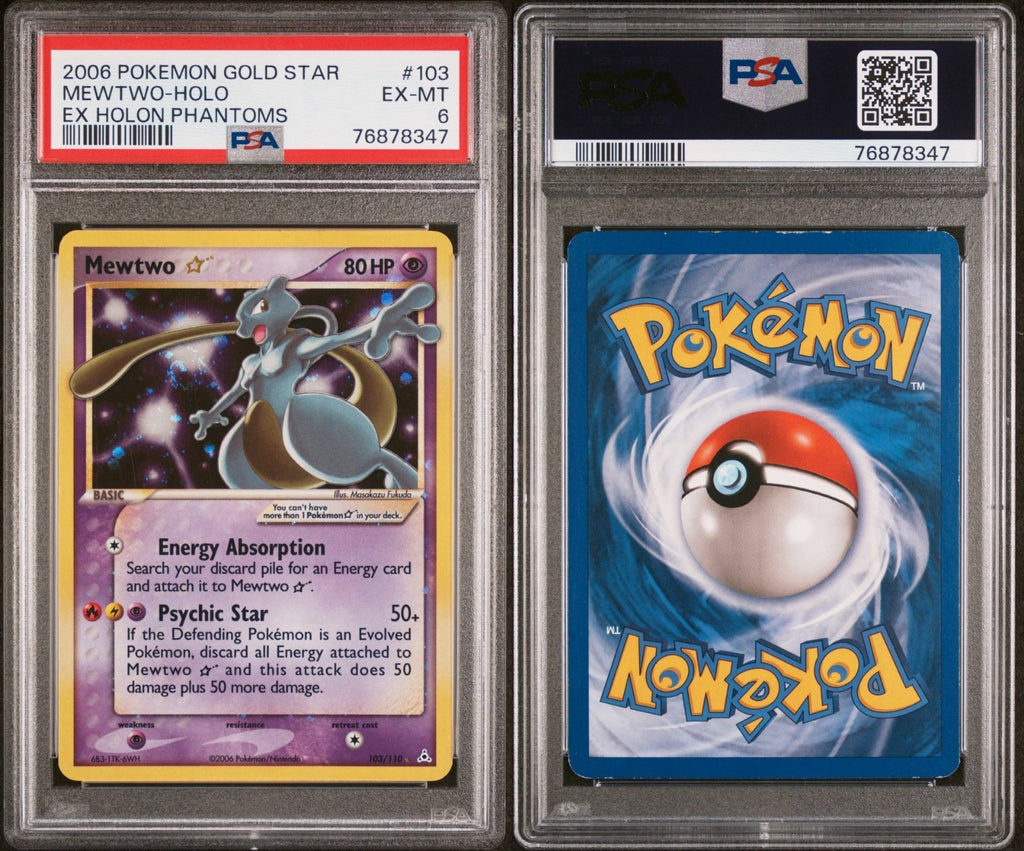 Pokemon Mewtwo Gold Star 103/110 PSA 6 EX-MT EX Holon Phantoms Holo 2006 SWIRL