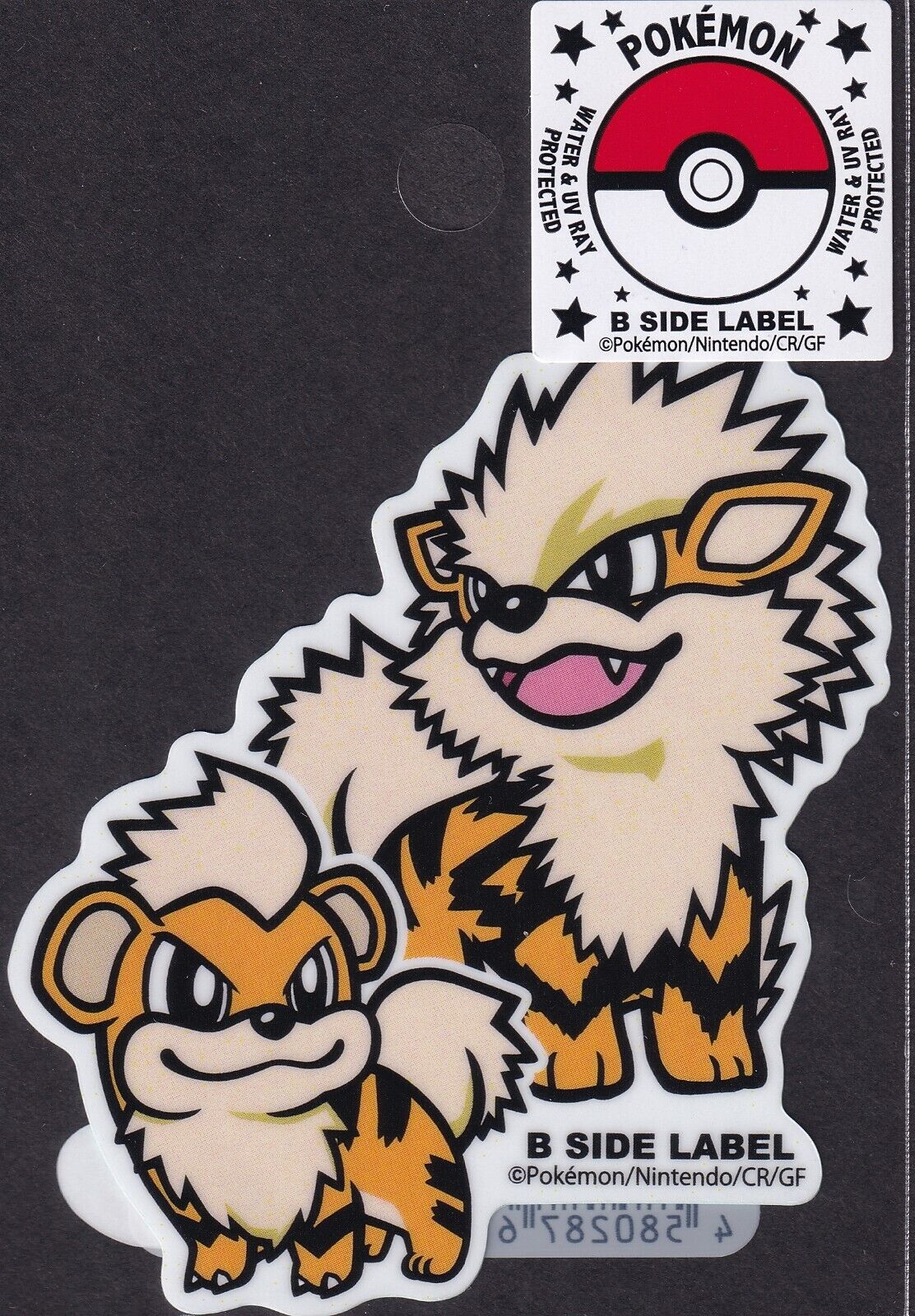 Pokemon Growlithe & Arcanine B-Side Label Japanese Premium Art Sticker New