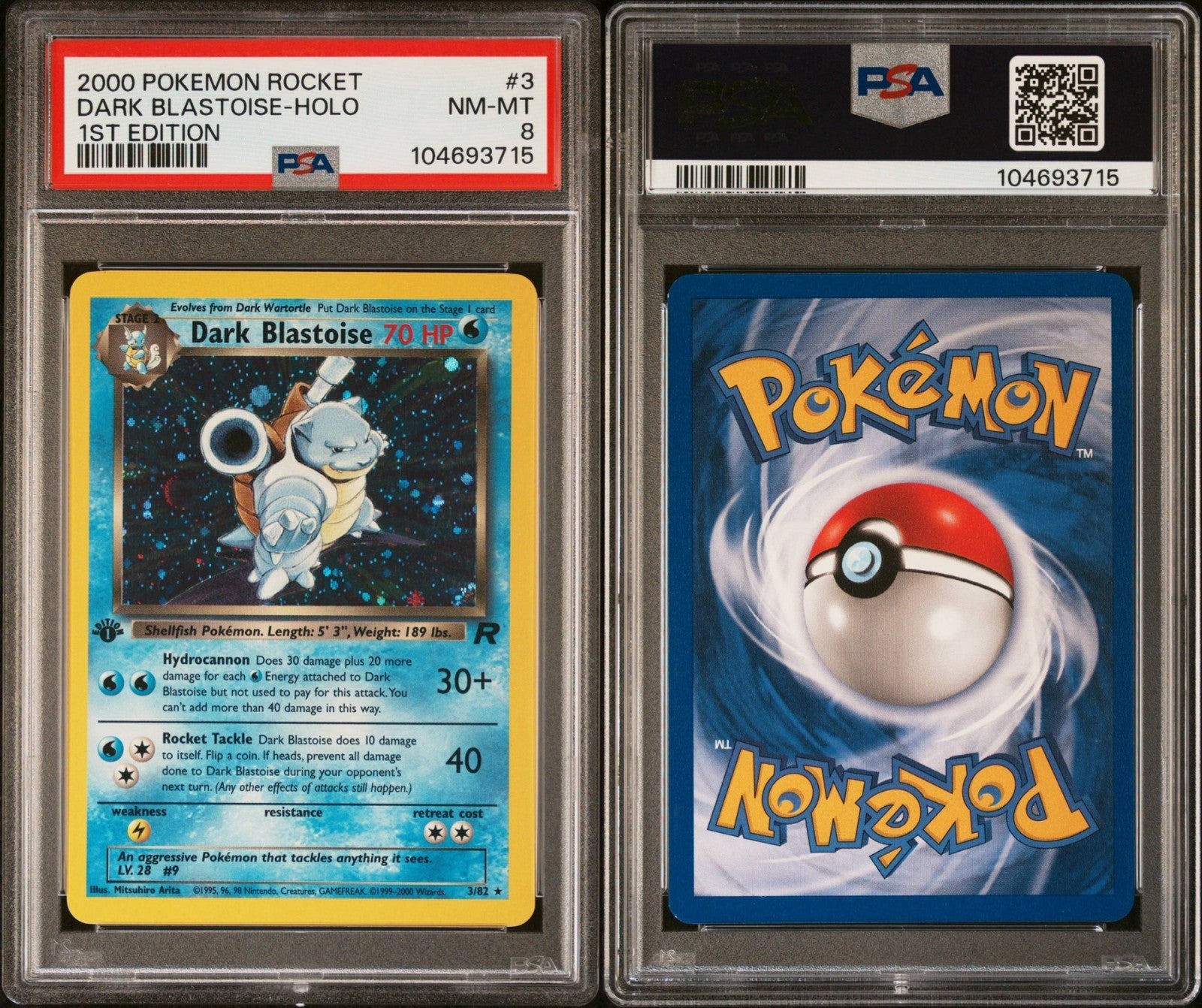 Pokemon Dark Blastoise 3/82 PSA 8 NM-MT Team Rocket 1st Edition Holo Rare 2000