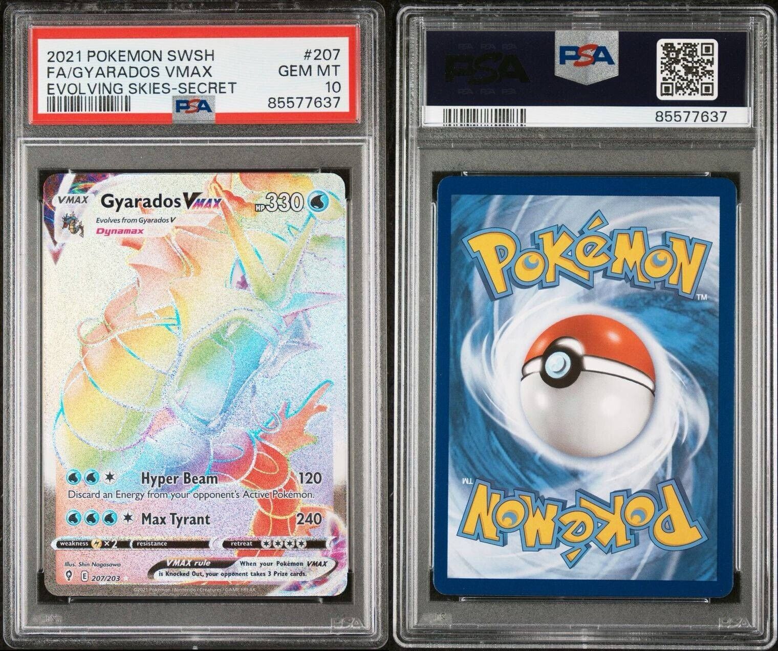 Pokemon Gyaradox VMAX 207/203 PSA 10 Gem Mint Evolving Skies Rainbow Secret Rare