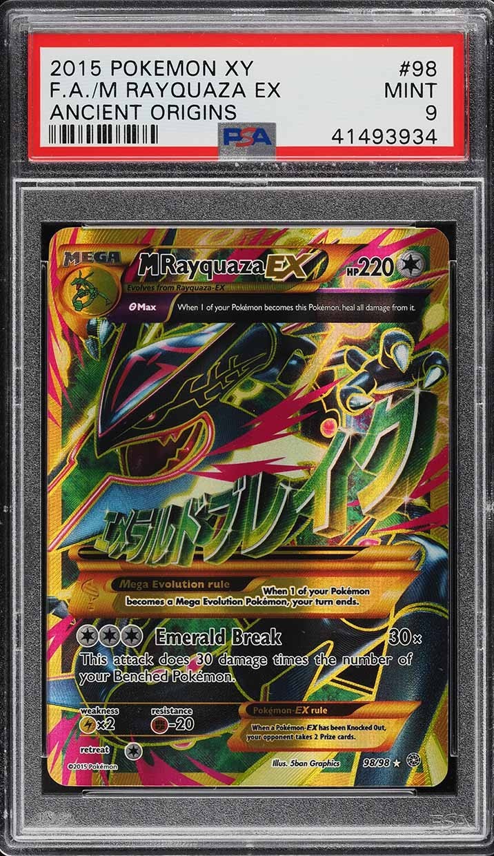 Pokemon M Rayquaza EX 98/98 PSA 9 Mint XY Ancient Origins Shiny Full Art 2015
