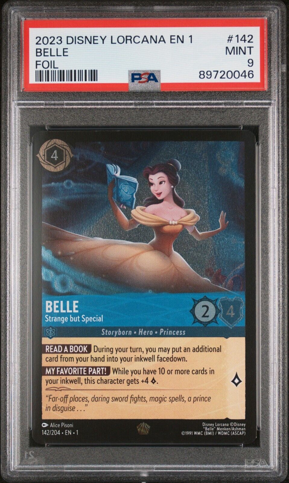 Disney Lorcana Belle 142/204 PSA 9 Mint Cold Foil EN 1 The First Chapter