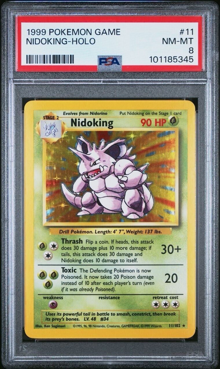 Pokemon Nidoking 11/102 PSA 8 NM-MT Base Set Unlimited Holo Rare 1999 WOTC
