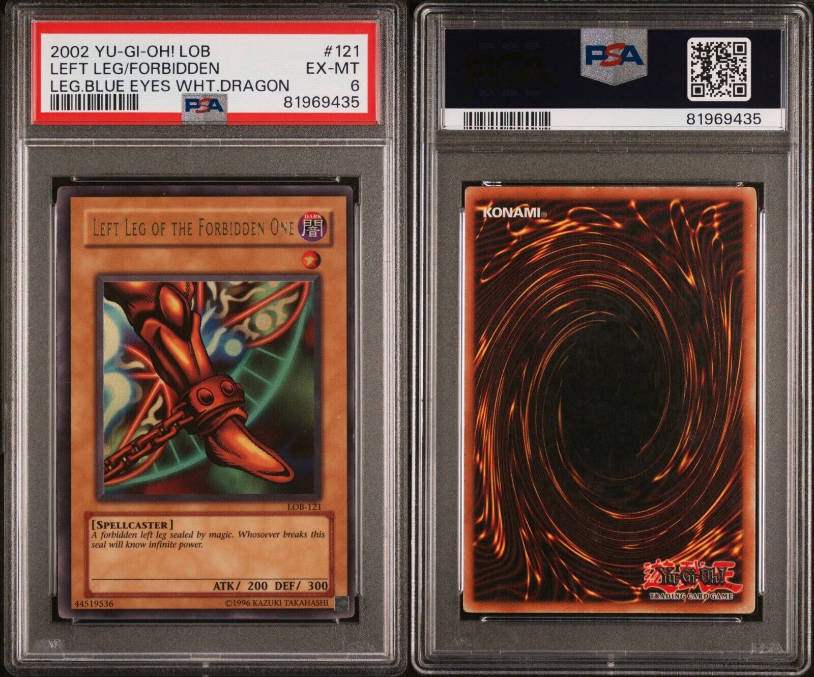 Yugioh Left Leg of the Forbidden One LOB-121 PSA 6 Legend of Blue Eyes Exodia