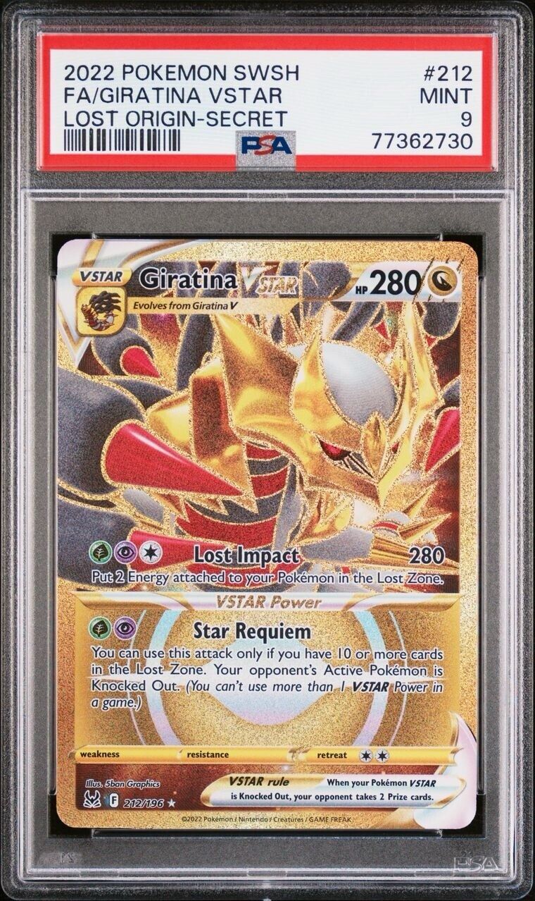 Pokemon Giratina VSTAR 212/196 PSA 9 Mint Lost Origin Gold Secret Rare FA