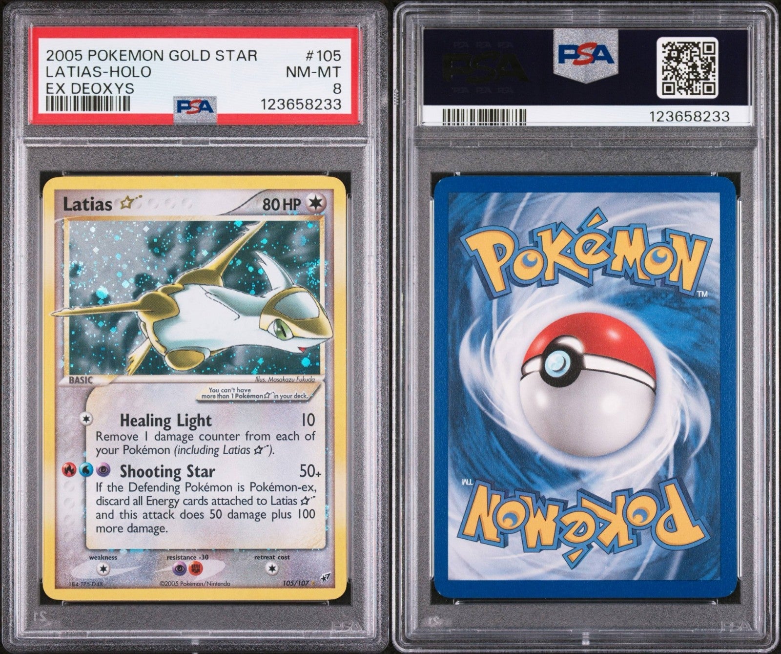 Pokemon Latias Gold Star 105/107 PSA 8 NM-MT EX Deoxys Holo Rare DOUBLE SWIRL