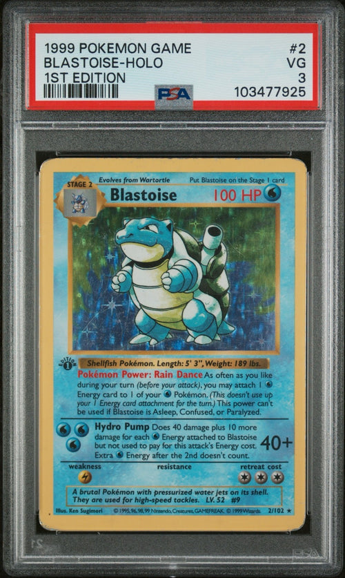 Pokemon Blastoise 2/102 PSA 3 VG Base Set Holo Rare 1st Edition 1999