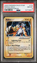 Pokemon Raikou Gold Star 114/115 PSA 8 NM-MT EX Unseen Forces Holo Rare 2005