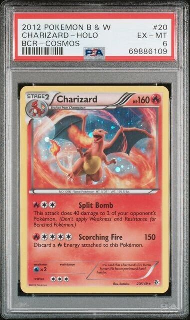 Pokemon Charizard 20/149 PSA 6 EX-MT BW Boundaries Crossed Cosmos Holo 2012