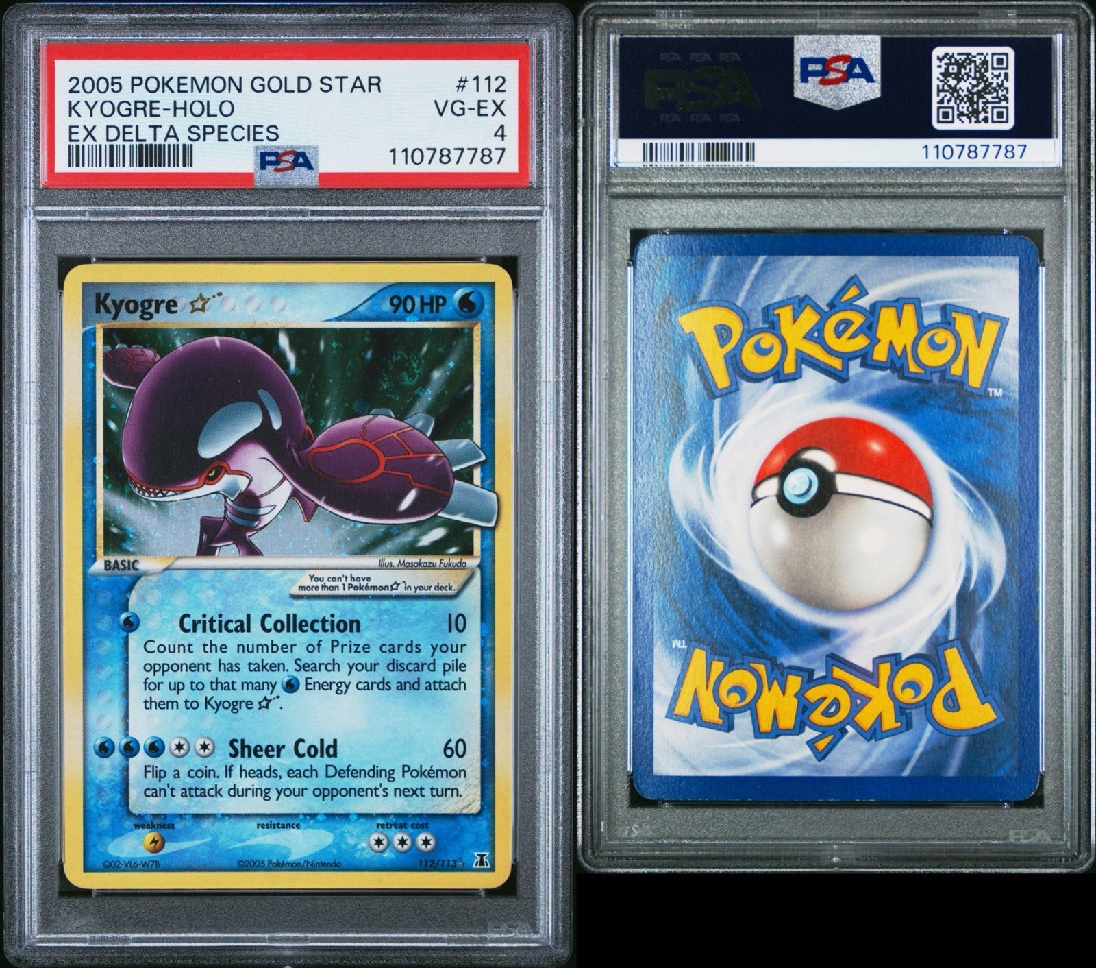 Pokemon Kyogre Gold Star 112/113 PSA 4 VG-EX EX Delta Species Holo Rare 2005