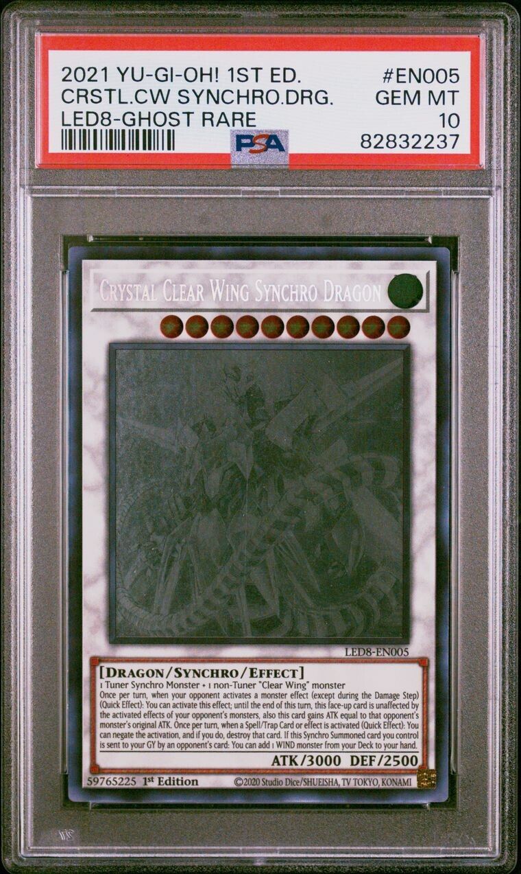 Yugioh Crystal Clear Wing Synchro Dragon LED8-EN005 PSA 10 Ghost Rare 1st Ed
