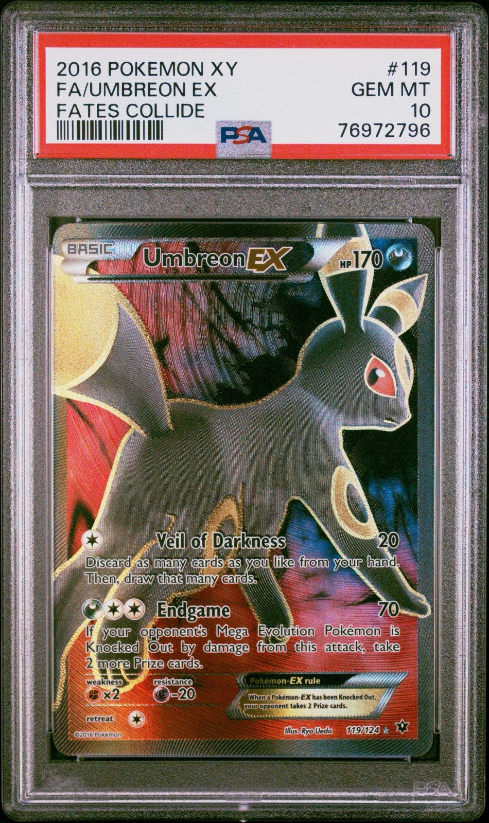 Pokemon Umbreon EX 119/124 PSA 10 Gem Mint XY Fates Collide Full Art 2016