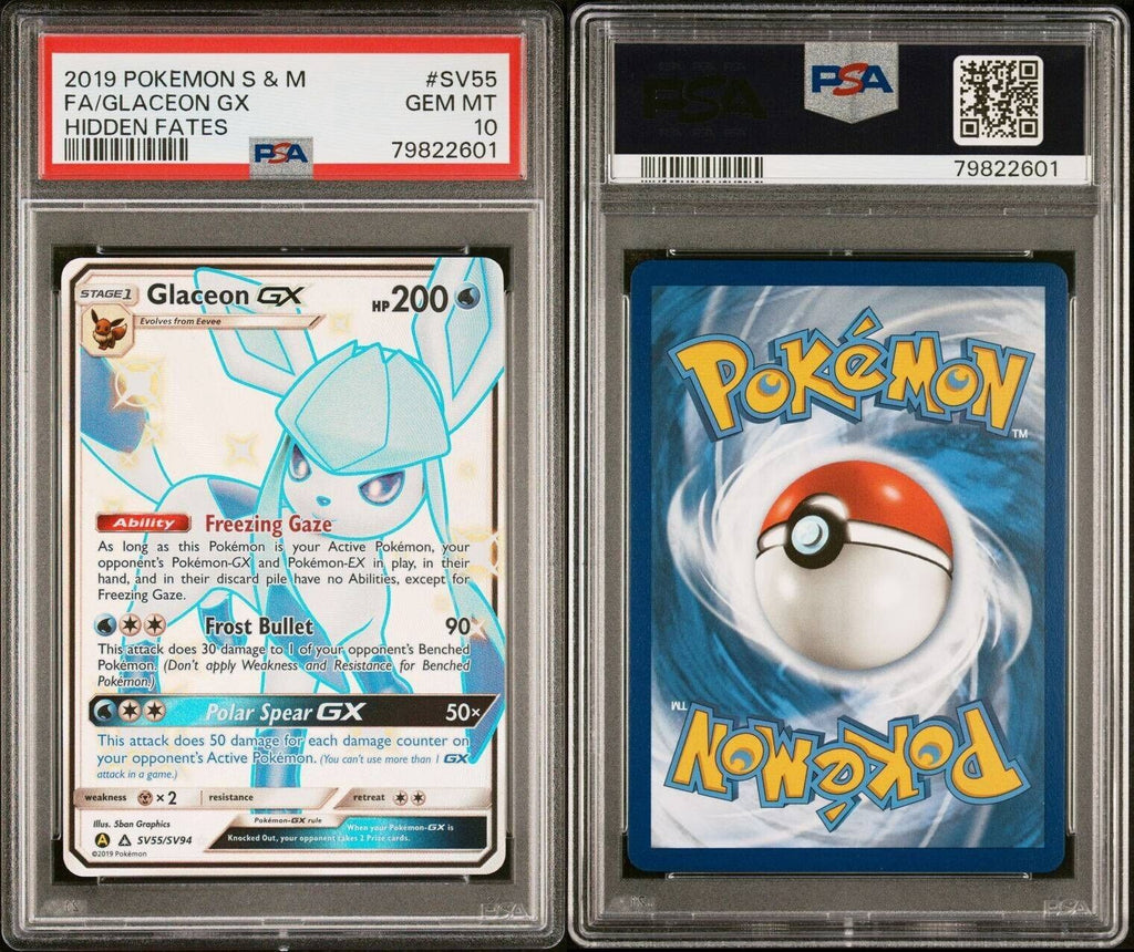 Pokemon Glaceon GX SV55/SV94 PSA 10 Gem Mint Hidden Fates Shiny Full Art FA