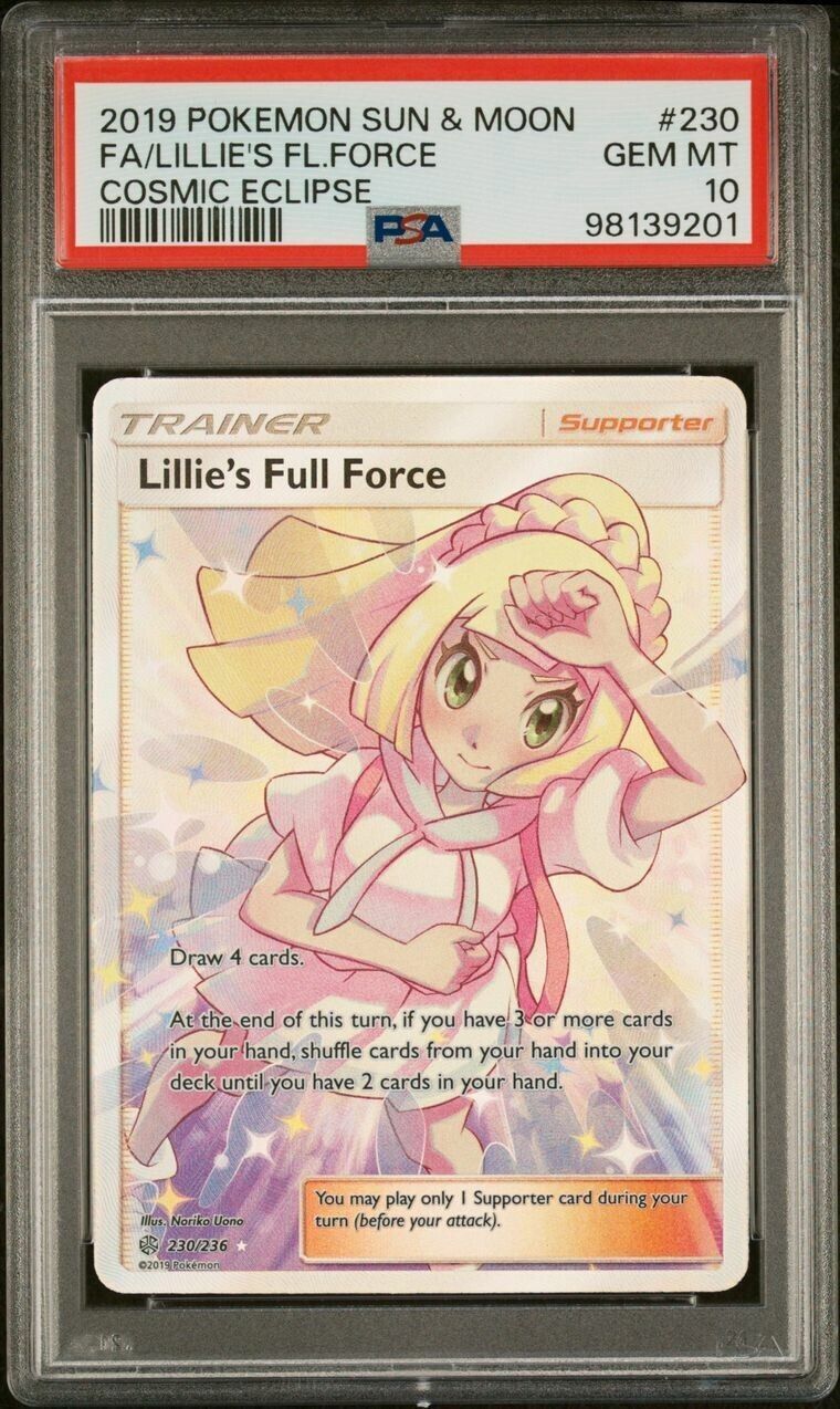 Pokemon Lillie's Full Force 230/236 PSA 10 Gem Mint Cosmic Eclipse Full Art SM