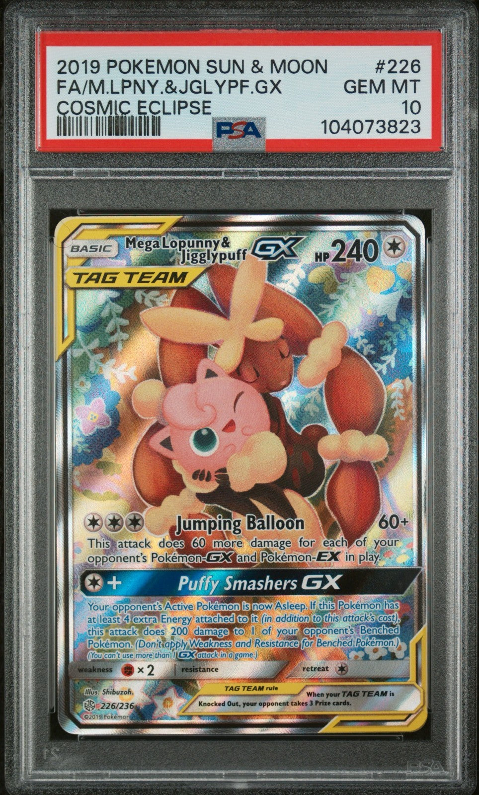 Pokemon M Lopunny & Jigglypuff 226/236 PSA 10 Sun & Moon Cosmic Eclipse Full Art