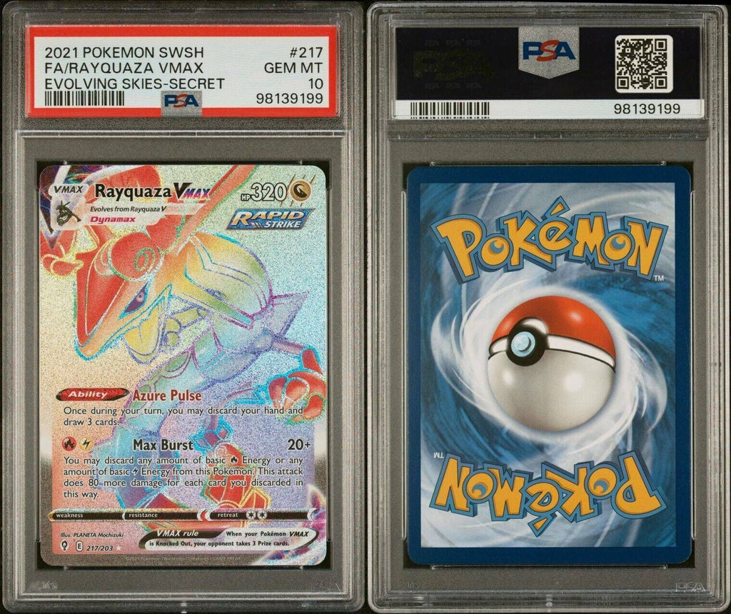 Pokemon Rayquaza VMAX 217/203 PSA 10 Gem Mint Evolving Skies Rainbow Secret Rare