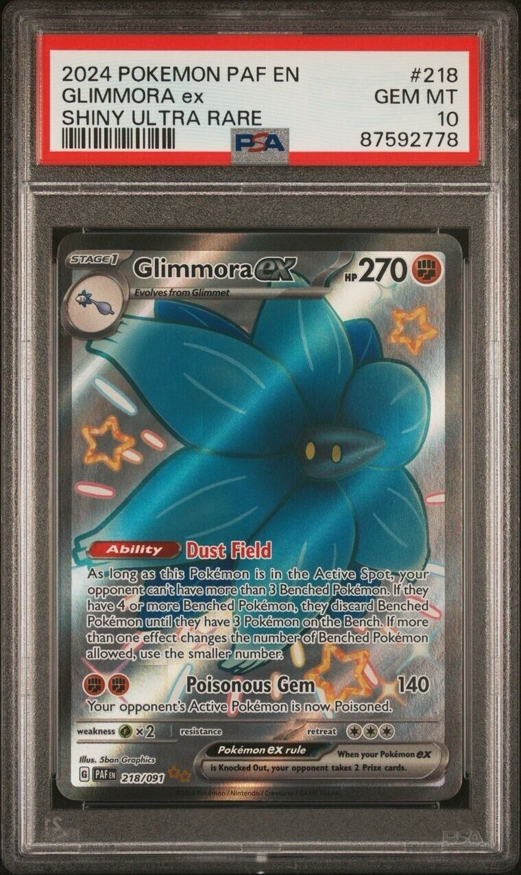 Pokemon Glimmora ex 218/091 PSA 10 Gem Mint Paldean Fates Shiny Ultra Rare FA