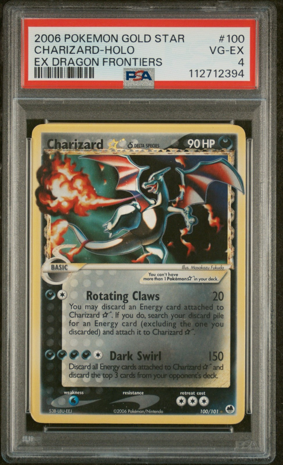 Pokemon Charizard Gold Star 100/101 PSA 4 EX Dragon Frontiers Holo Rare 2006
