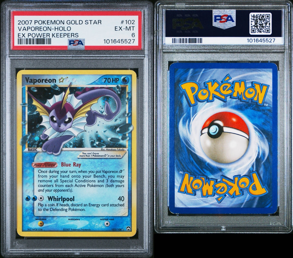 Pokemon Vaporeon Gold Star 102/108 PSA 6 EX-MT EX Power Keepers Holo Rare 2007